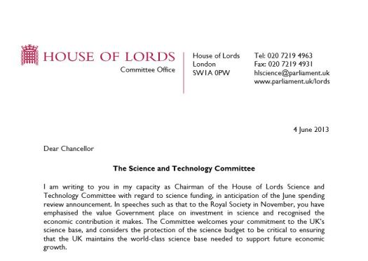 Letter of Lord Krebs
